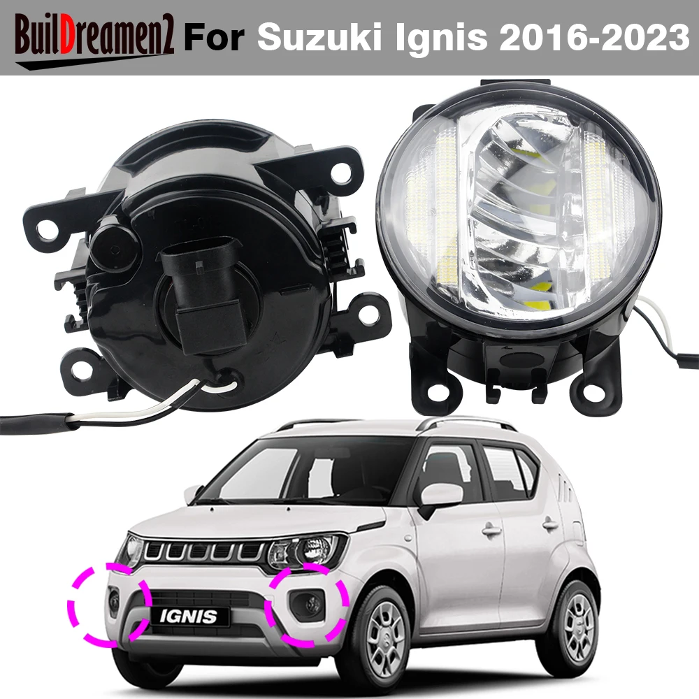 2 X 30W Car LED Fog Light Daytime Running Lamp DRL Assembly 8000LM 12V For Suzuki Ignis 2016 2017 2018 2019 2020 2021 2022 2023