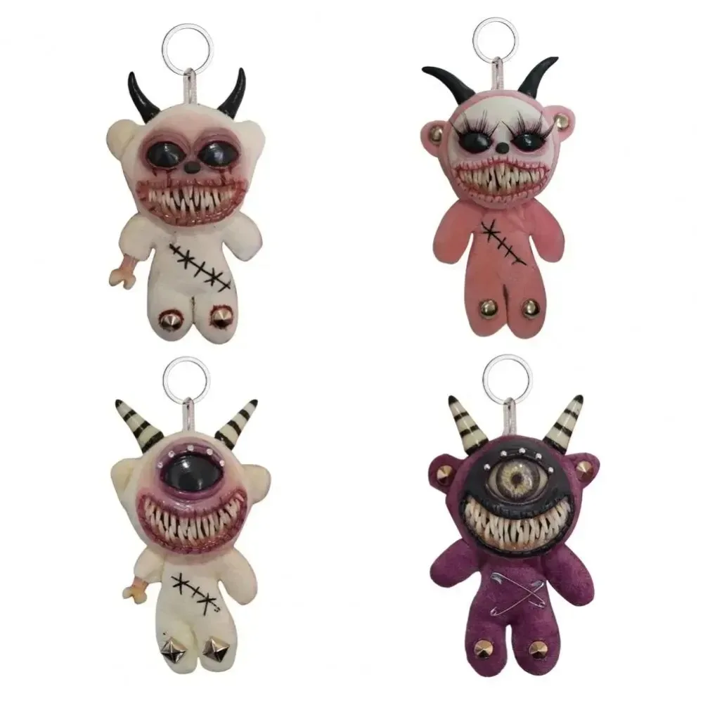 سلسلة مفاتيح للهالوين مصنوعة يدويًا، سلسلة مفاتيح دمية قطيفة مخيفة ولطيفة مع ملحق حقيبة ظهر بتصميم دمية رعب عين واحدة زاحفة #3