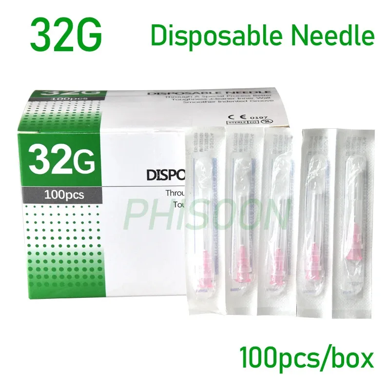 

100 шт., безболезненные маленькие иглы, безболезненная красота, ультратонкие 32 г * 4 мм, 32 г * 13 мм, шприцы, корейские иглы, инструменты для век