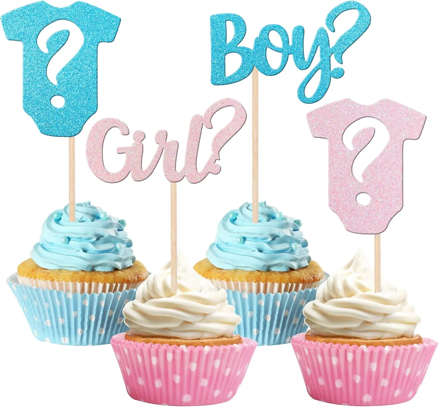 12-Piece Gender Reveal Cupcake Topper Set – Cake Decorations for Gender Reveal and Birthday Parties