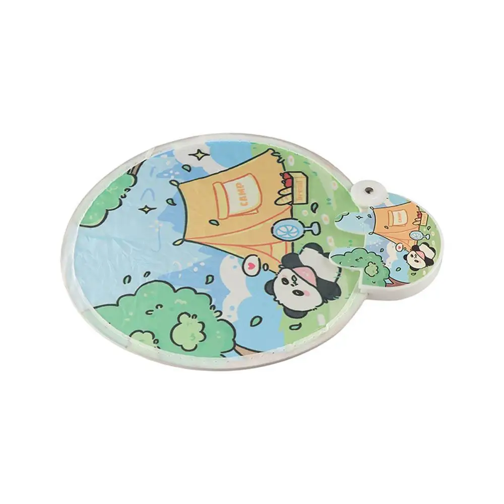 Creative Round Collapsible Pocket Fan Portable Cute Handheld Fan Mini Cartoon Pattern Foldable Fan Summer
