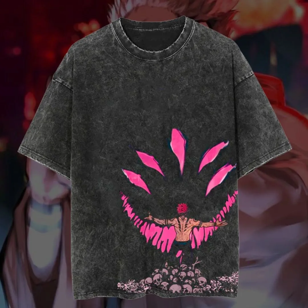 Ropa de calle Harajuku y2k, camisetas góticas de lavado pesado con gráficos de Anime, camiseta gótica de gran tamaño, ropa para mujer y hombre