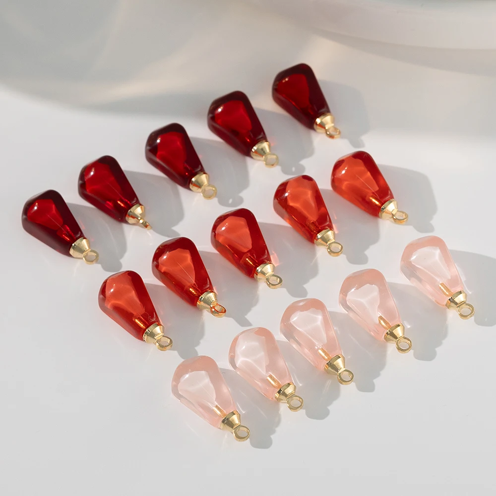 10Pcs Resin Pomegranate Seed Red Resin Small Charms Pendant Accessories For DIY Earrings Necklace Jewelry Making Craft Supplies