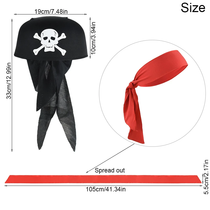 Halloween Pirate Hat Kids Adult Captain Hats Cosplay Costume Party Props Decoration Theme Caps Skull Print Masquerade Cap