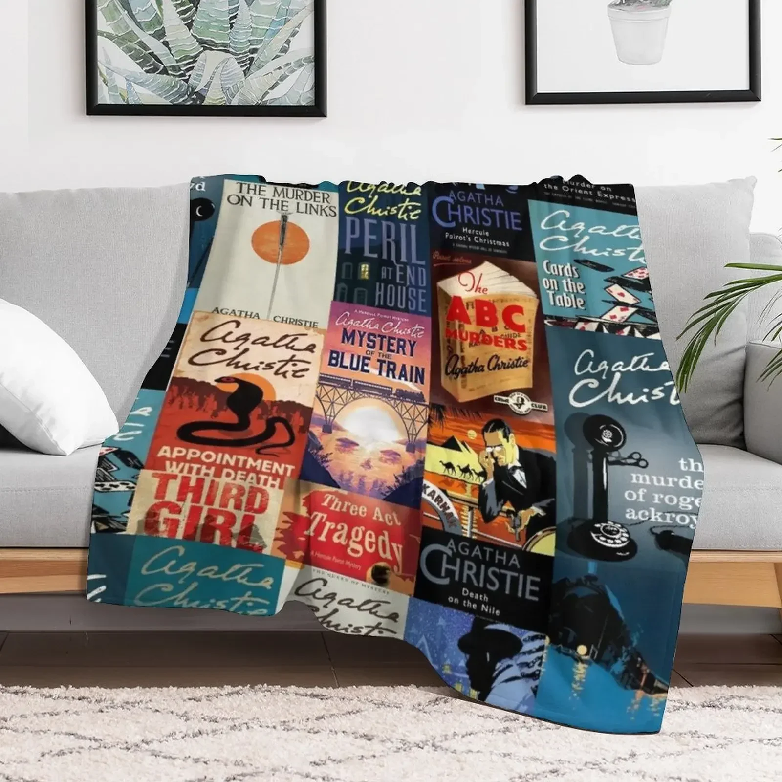 Agatha Christie Hercule Poirot Books Poster Throw Blanket wednesday Plush Quilt Blankets