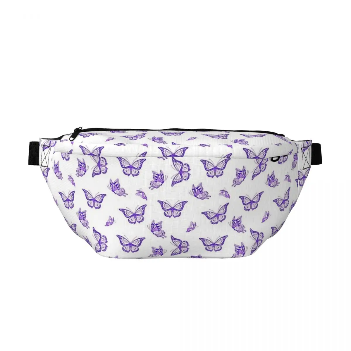 

Сумка-бананка через плечо с фиолетовым принтом бабочек, унисекс, регулируемая поясная сумка для путешествий, бега, хранения денег и телефона, нагрудная сумка