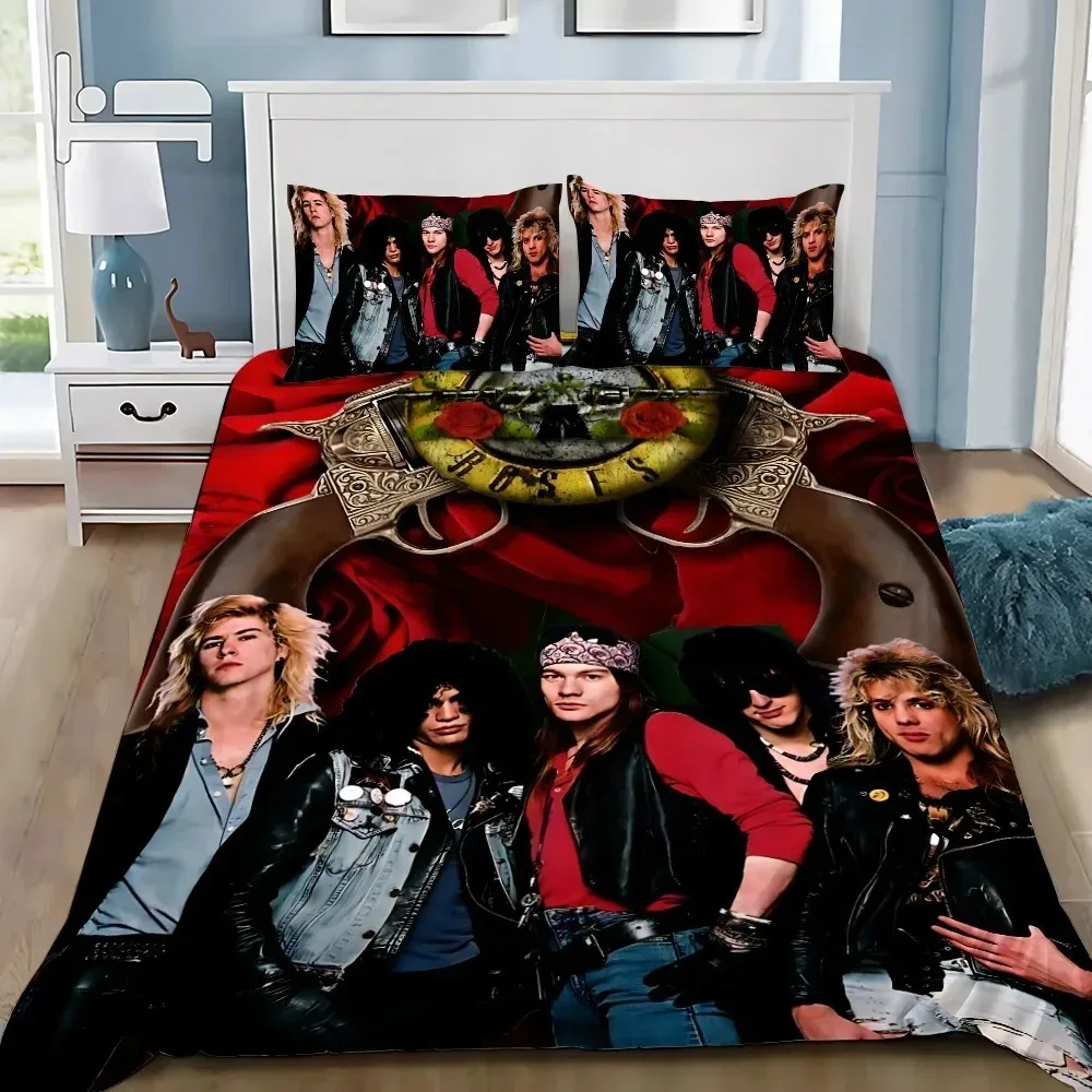 Duvet Cover Pillowcase Bedding Set Hot Band G-Guns N R-Roses Adult Boy Girl Bedroom Decoration Children Single Double Large Size
