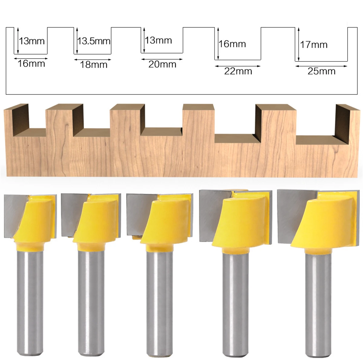 8mm Shank Cleaning Bottom Bit Straight Router Bit set 16-25mm Clean Milling Cutter Woodworking Power Machine