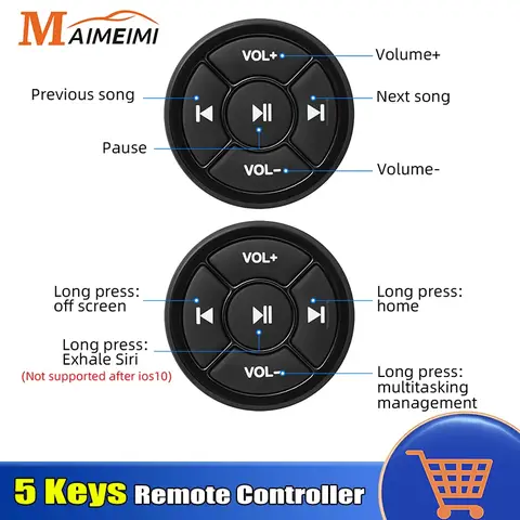 Car Remote Controller Steering Wheel Wireless Bluetooth-compatible Android IOS Button Remote Control 5 Keys Car DVD Music Player