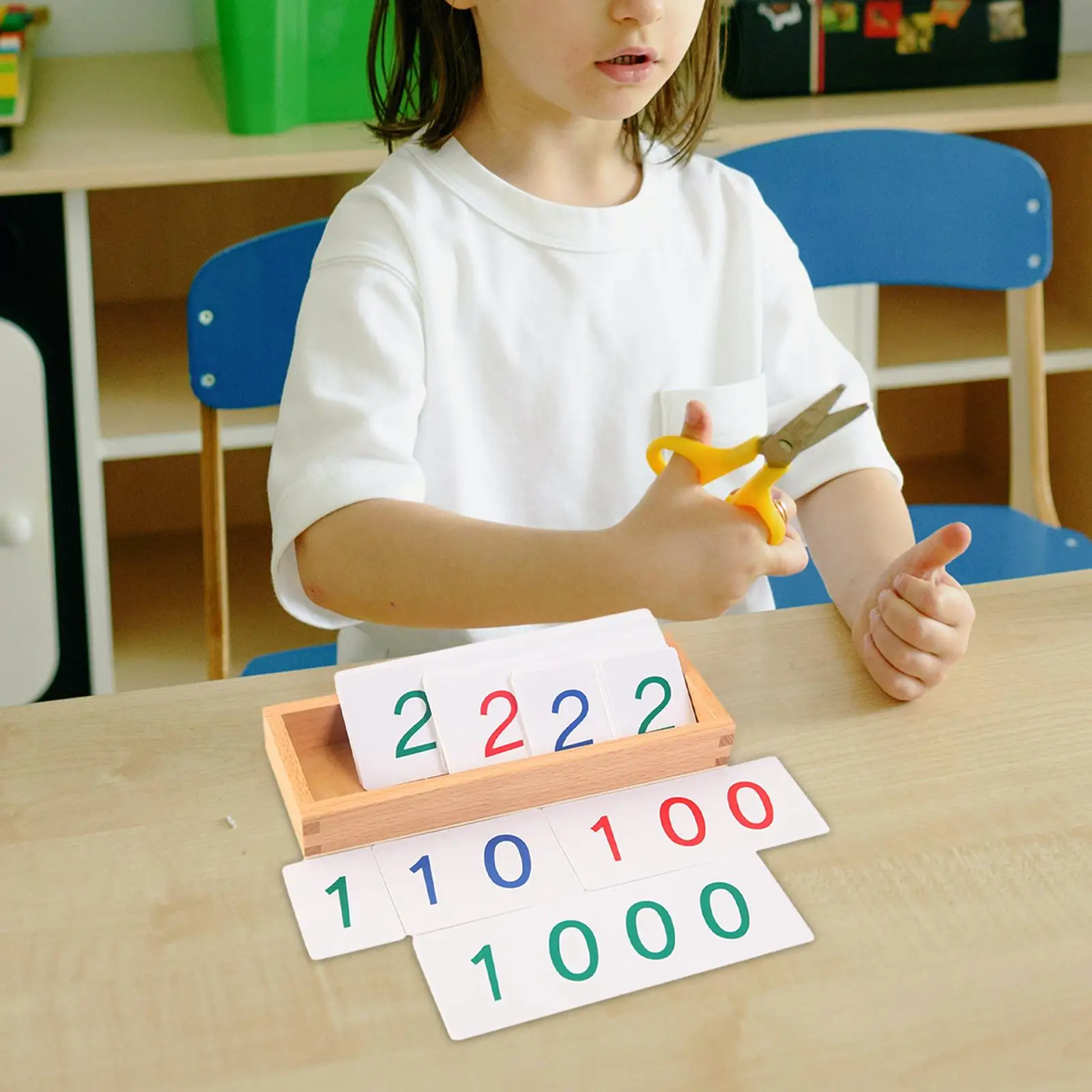 Montessori Wooden Math Number Cartões, contando brinquedos com caixa, aprendendo para meninos, presente para jardim de infância, berçário, caixa