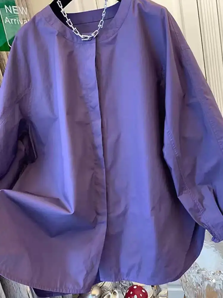 

Ele Loose женский irt Retro Aosphere круглый Ne Lantern Sve весна осень модный женский классический однотонный топ