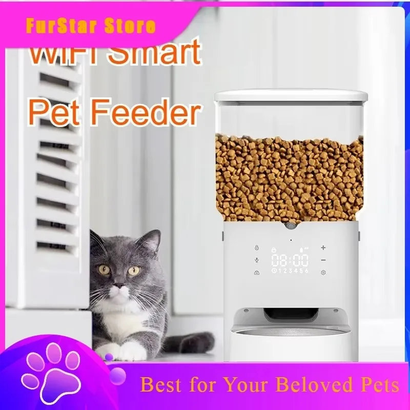 FurstarWiFi Smart Pet Feeder For Cats Dogs Smart Automatic Food Dispenser With Timer Large Capacity Dry Wet Food Bowl Remote Con