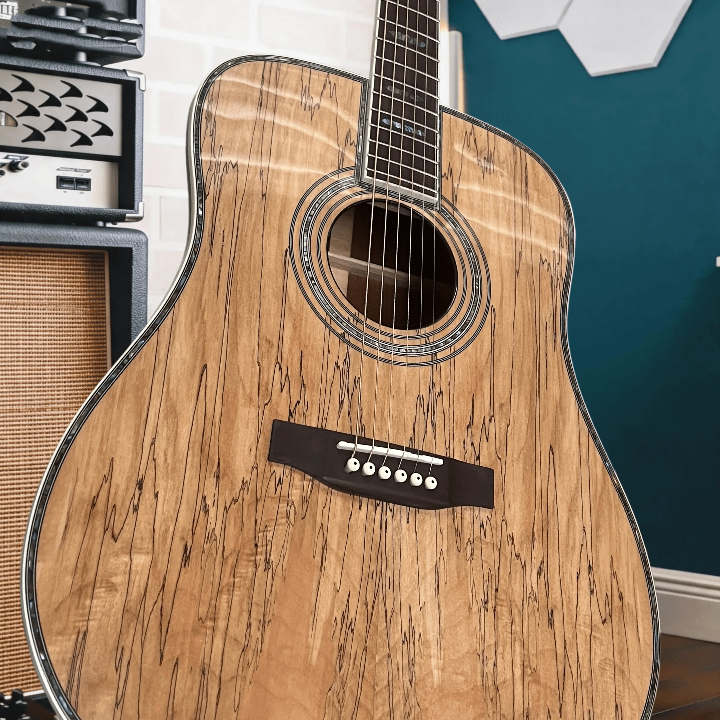 D Deluxe Abalone Binding Weathered 6 Strings Acoustic Guitar Mahogany Back Sides Ebony Bridge 41 Inch Beginner Free Shipping