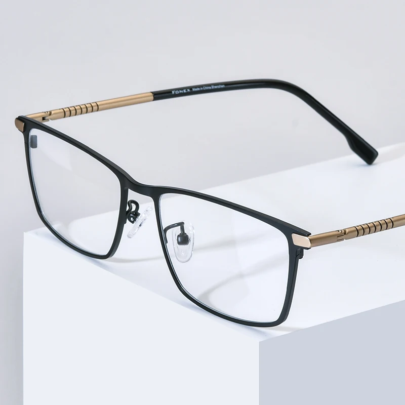 FONEX Titanium Glasses Frame Men Brand Design Square Ultralight Eyeglasses Japanese Ultralight-Weight High Quality Eyewear 85915