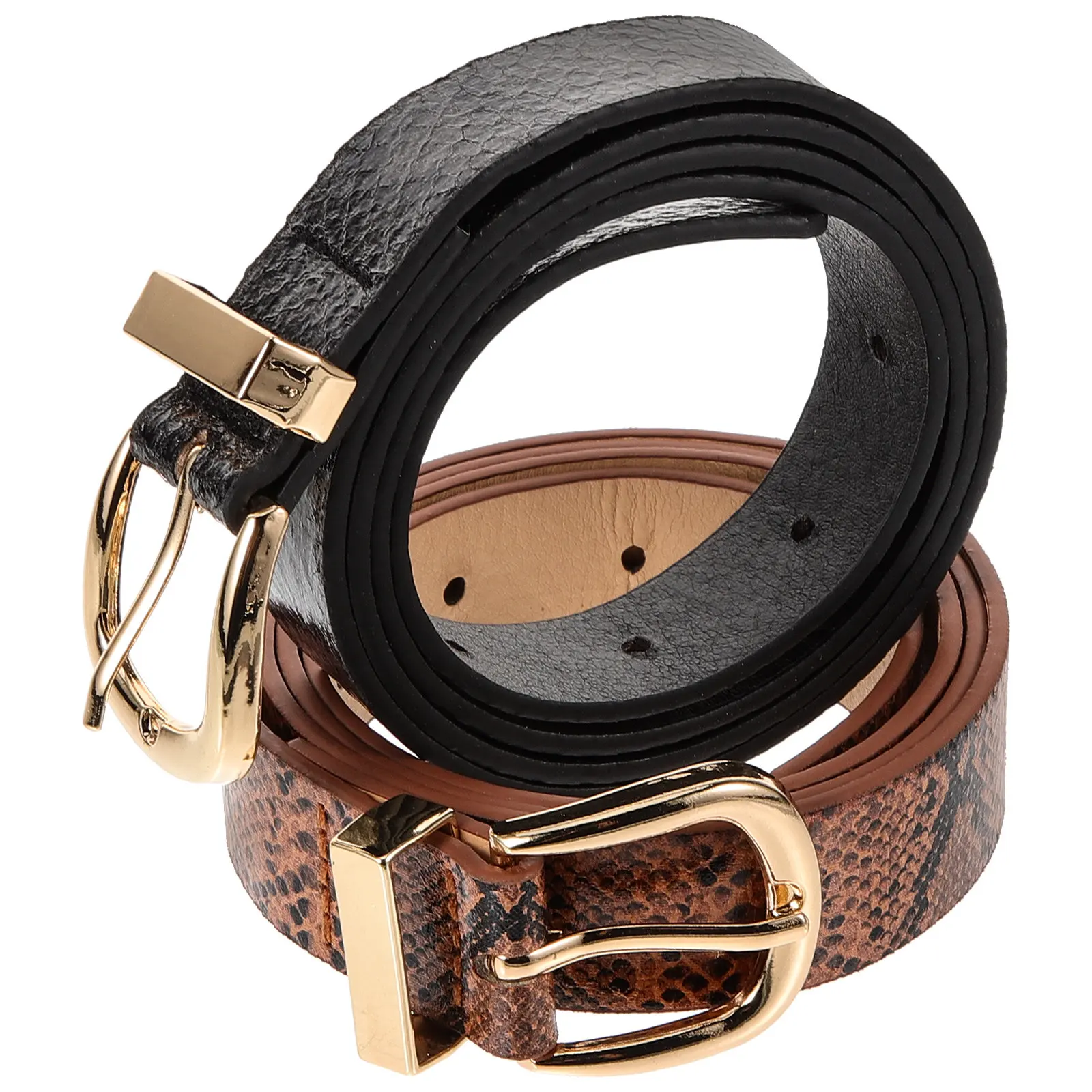 

1Set Snakeskin Grain Waist Belts Women Buckle Waistbelt Adjustable Fashion Artificial Black Khaki Clothes Accessories