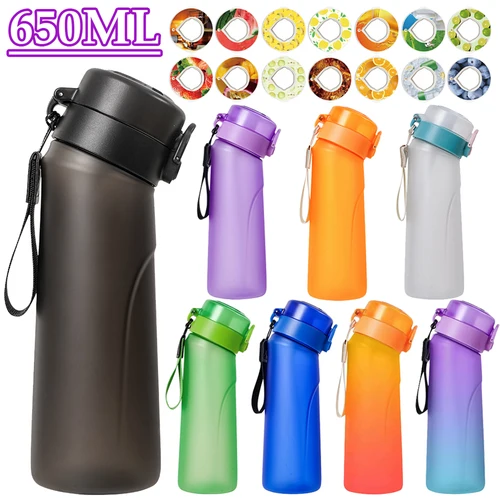 Imagen 2 del producto Botella de agua con sabor de 650ML, botella para beber deportiva, cápsulas de fragancia de frutas, vasos de agua para acampar al aire libre, gimnasio, botellas de Fitness