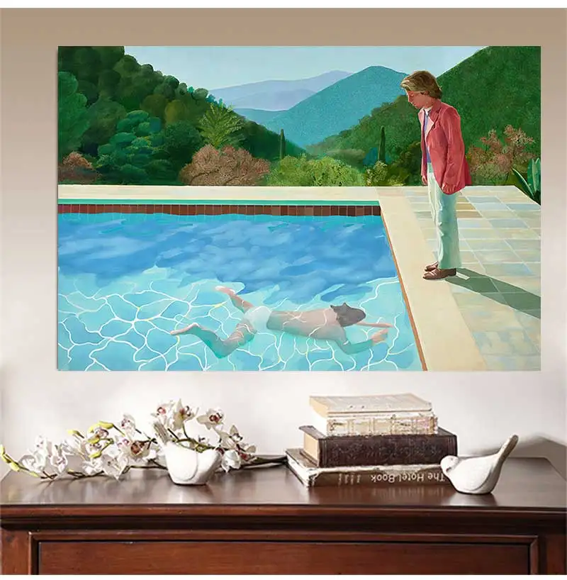 Canvas Painting Posters Prints Quadros Wall Art Picture For Living Room Home Decor Cuadros David Hockney Pool with Two Figures-1