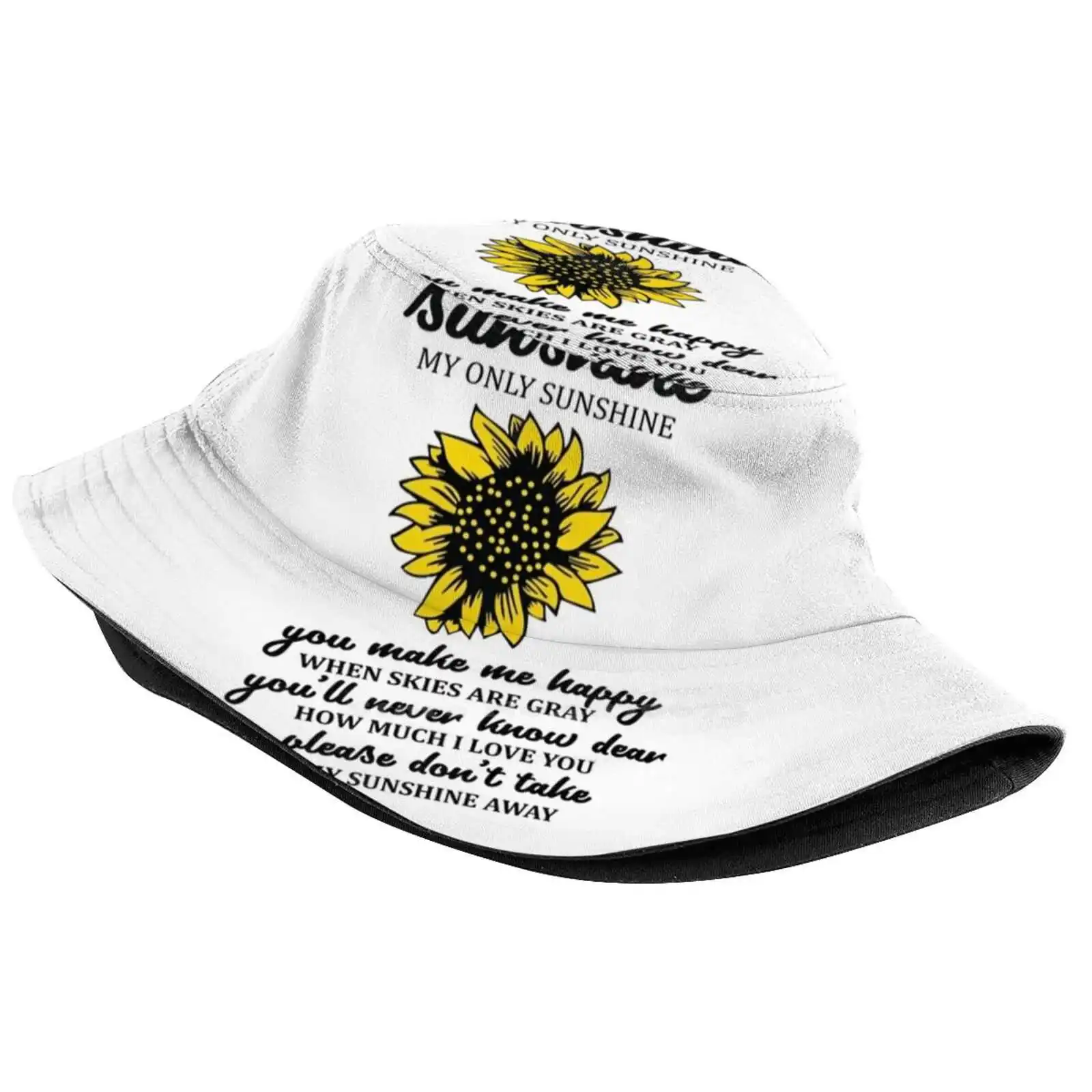 You Are My Sun Shine Pattern Design Printed Travel Bucket Hats You Are My Sunshine Yellow Love Happy Song Cute Summer