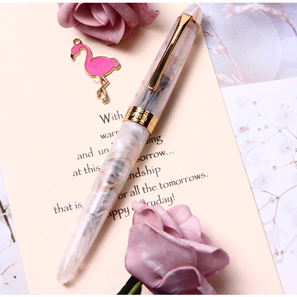 2 Sets ShuiYao 019 Fountain Pen Piston Acrylic Resin Calligraphy Pen Exquisite Business Office Gift Retro Ink Pen 0.5mm EF Nib