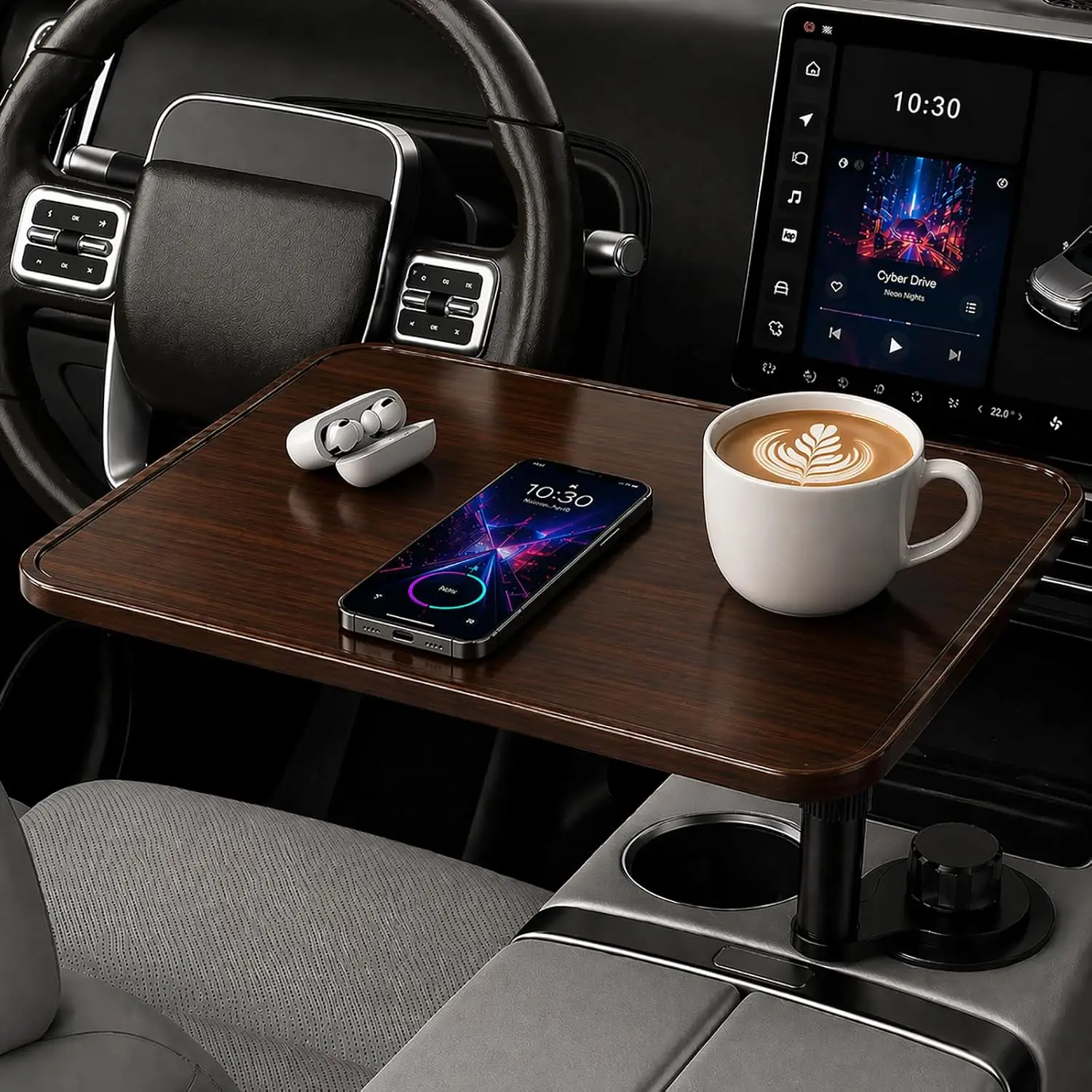 Car Cup Holder Extension Bracket Multifunctional 360 Rotating Adjustable Car Cup Holder Tray Table Small Tray for Laptop Eating