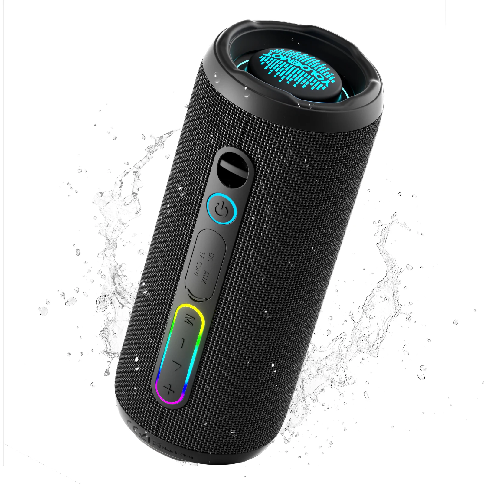 Portable Bluetooth Speaker 24W Deep Bass IPX7 Waterproof 12H Playtime 4000mAh EQ TWS Pair RGB Light Bluetooth 5.3 TF AUX Outdoor