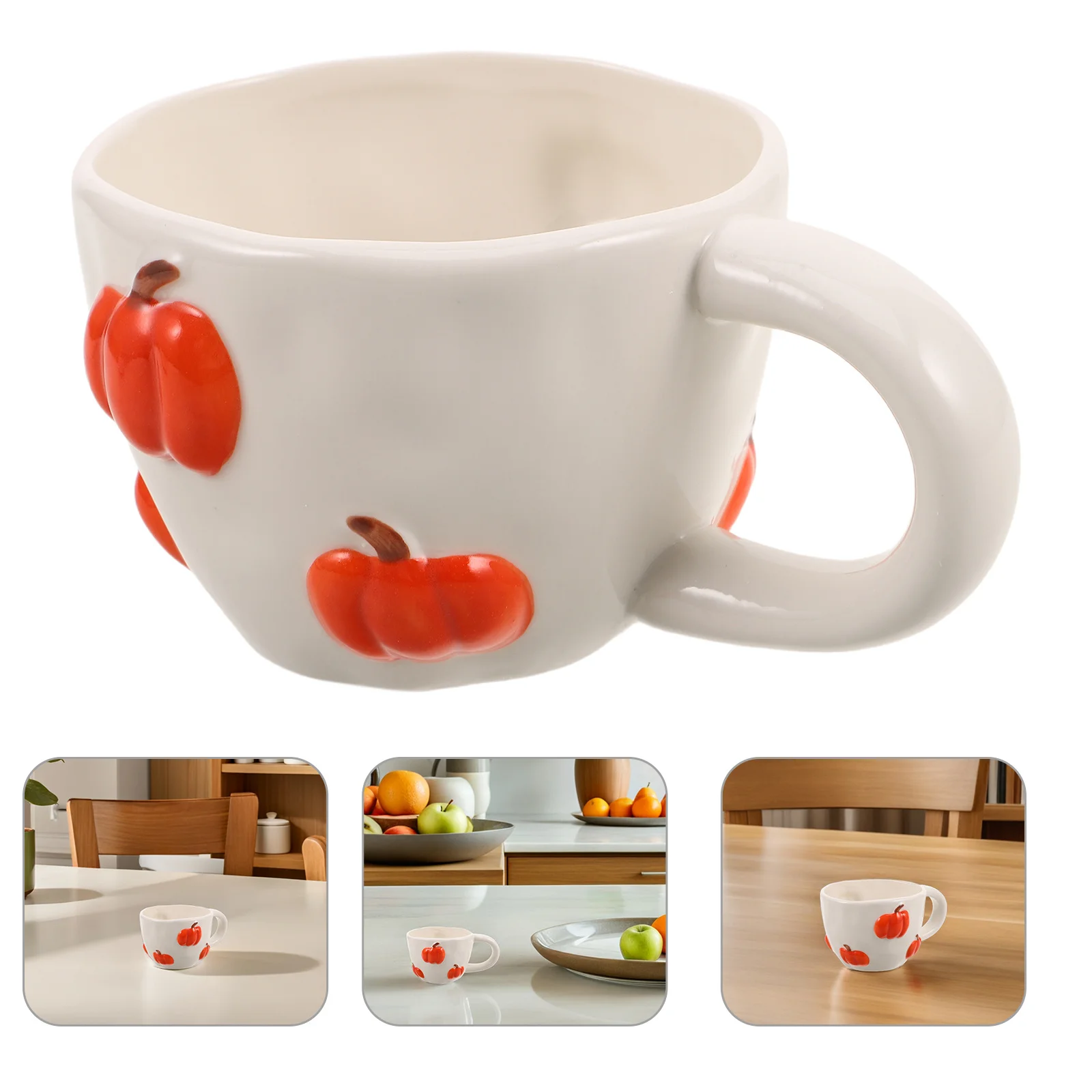 

400ml Ceramic Pumpkin Coffee Mug Unique Handcrafted Irregular Shape Fall and Halloween Breakfast Coffee Cup Tea Milk Mug