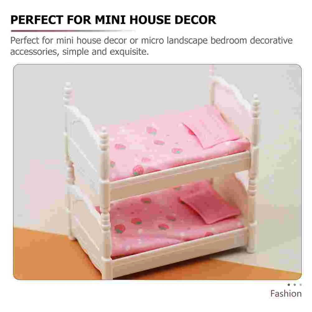 Bunk Mini Bedroom Miniature Furniture Ornament House Prop Kit Model Child