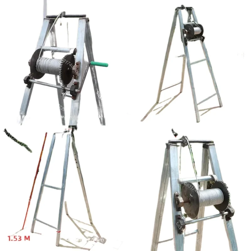Reinforced Hand Crank Deep Well Pump Hoist Submersible Water Lifting Tool for Downhole Irrigation with Durable Wire Rope