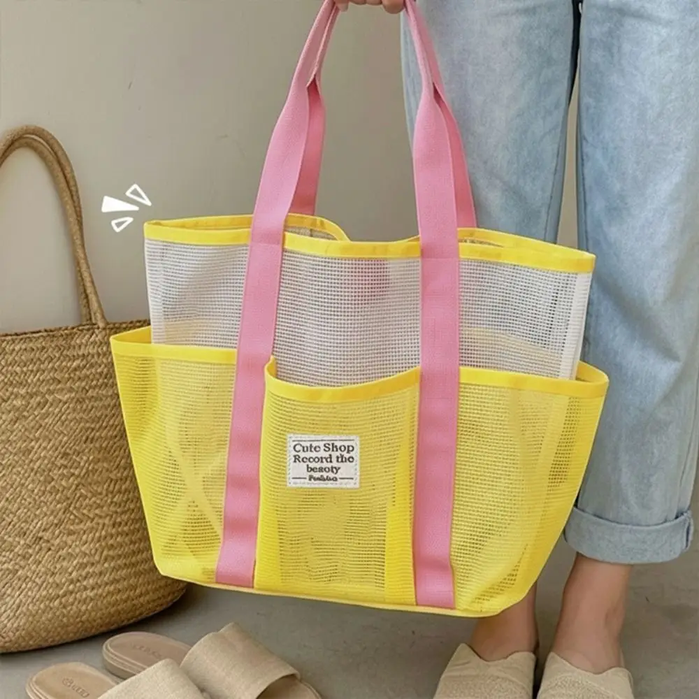 Multifunktionale Mehrtaschen-Netztasche, Handtasche mit großer Kapazität, Schwimmtasche, tragbare Toilettenartikel-Aufbewahrungstasche für Frauen und Mädchen – Detail 7