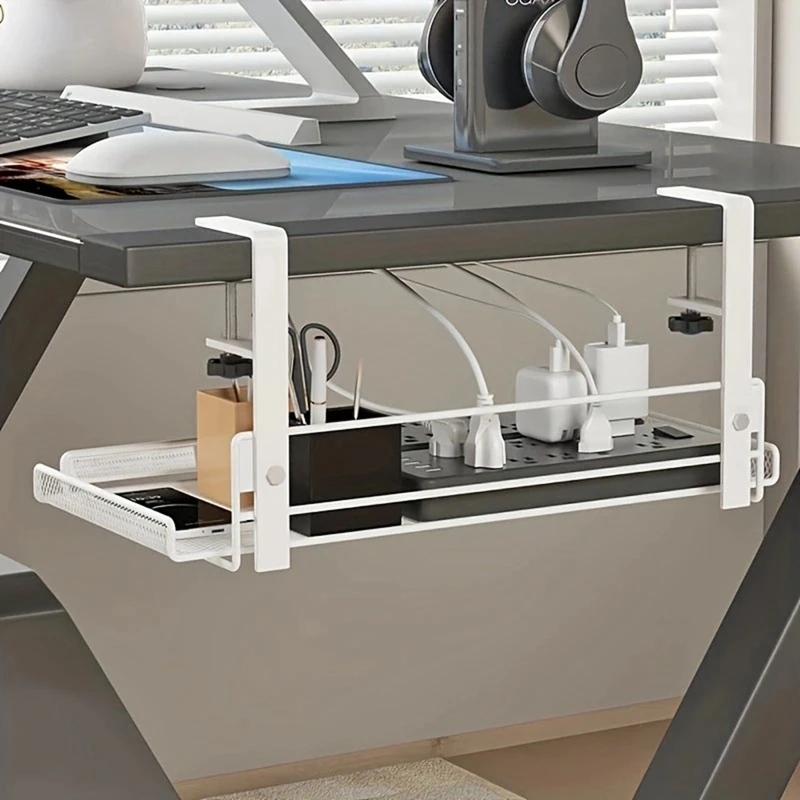 Under Desk Cable Management Tray, Workstation Storage, Metal Cable Tray Basket,Standing Desk For Office And Home