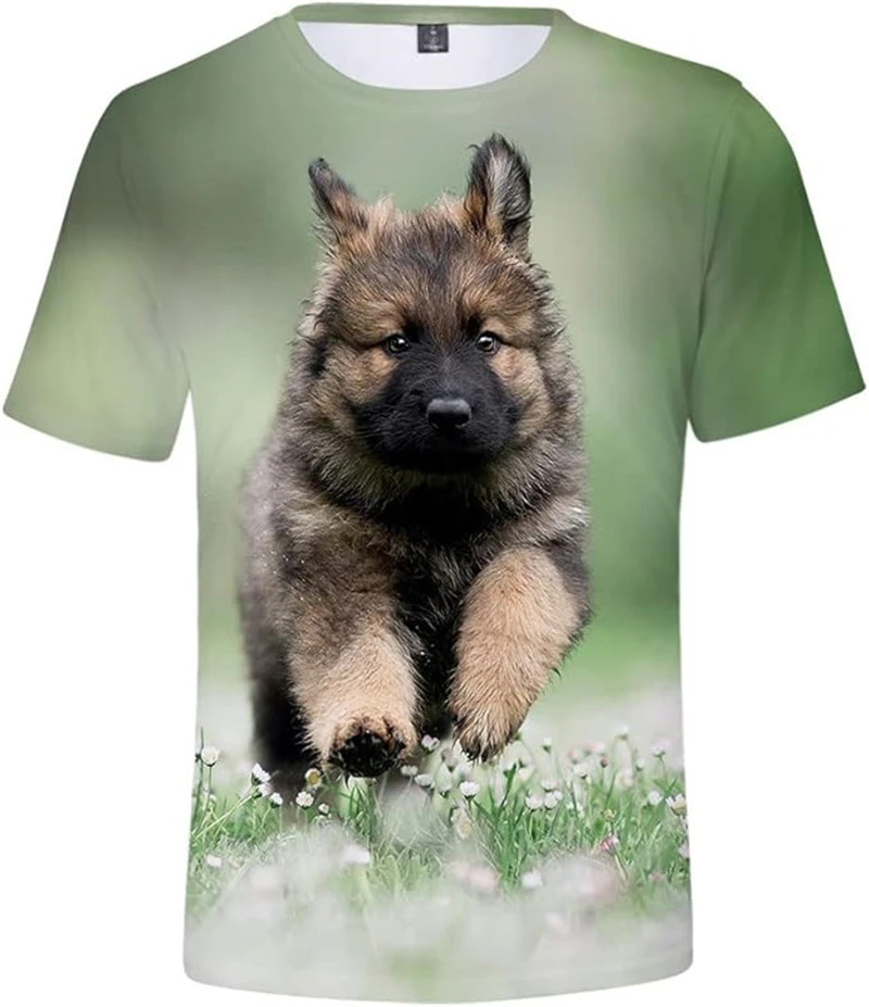 

German Shepherd T-Shirts For Men Women 3D Print Animal Cute Dog Men Short Sleeve T Shirt Oversized Harajuku Kids Tees Clothing