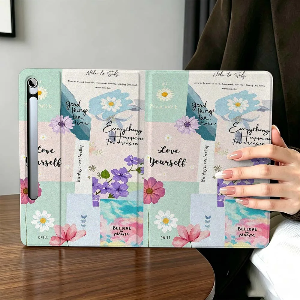 Creative Stripe Skull For Samsung Galaxy Tab A7 A8 A9 A11 S6 S7 S8 S9 S10 S11 FE Plus Folding Automatic Sleep/Make Tablet Case