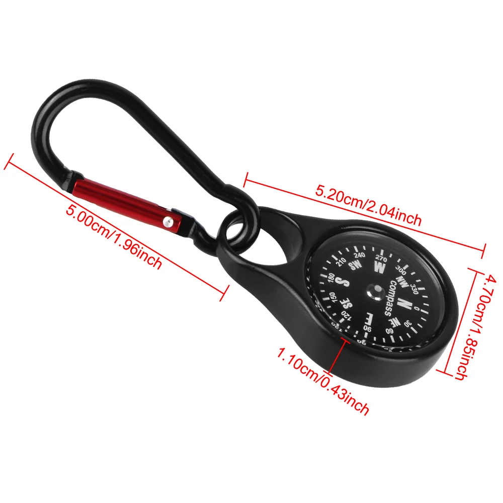 Carabiner Camping Accessory For Outdoors Hiking Backpacking Zinc Alloy Magnetic Portable Clip Snap Hook Compass