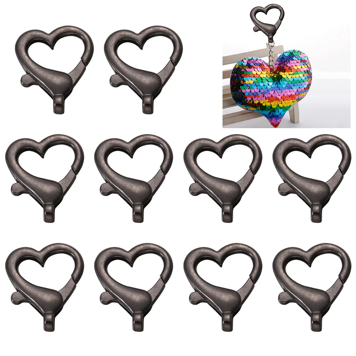 

10 Pcs Bracelet Lobster Buckle Peach Heart Small Alloy Shaped Funny Key Ring Parts