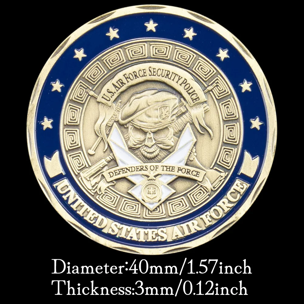تذكار شرطة أمن القوات الجوية الأمريكية ، عملة مطلية بالبرونز ، مدافعون عن سلاح سانت ميشال الملائكة ، عملة التحدي