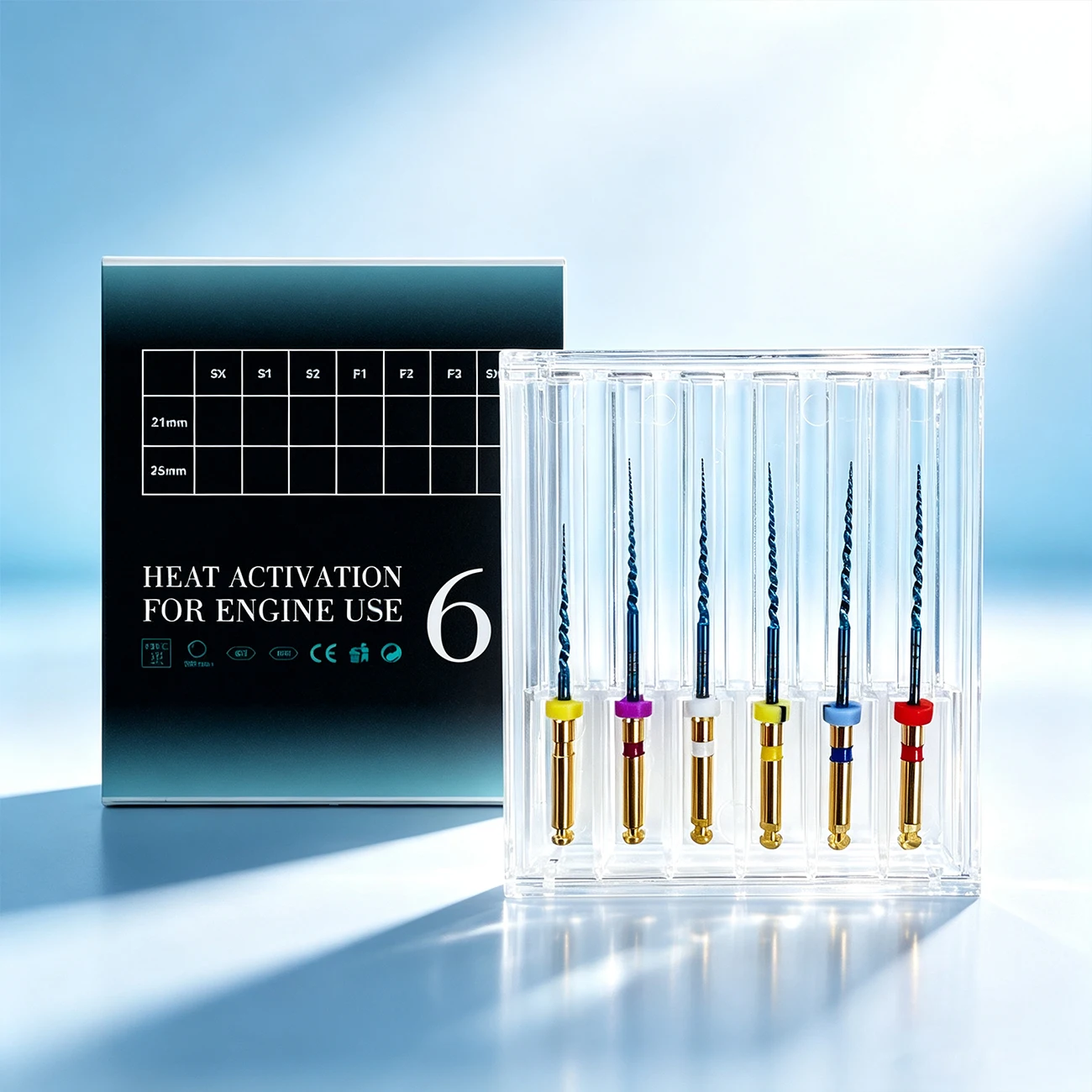 6Pcs/Box Dental Endodontic Treatment Blue Files Forward Rotation NiTi File Endo Root Canal Heat Activated Dentistry Instrument