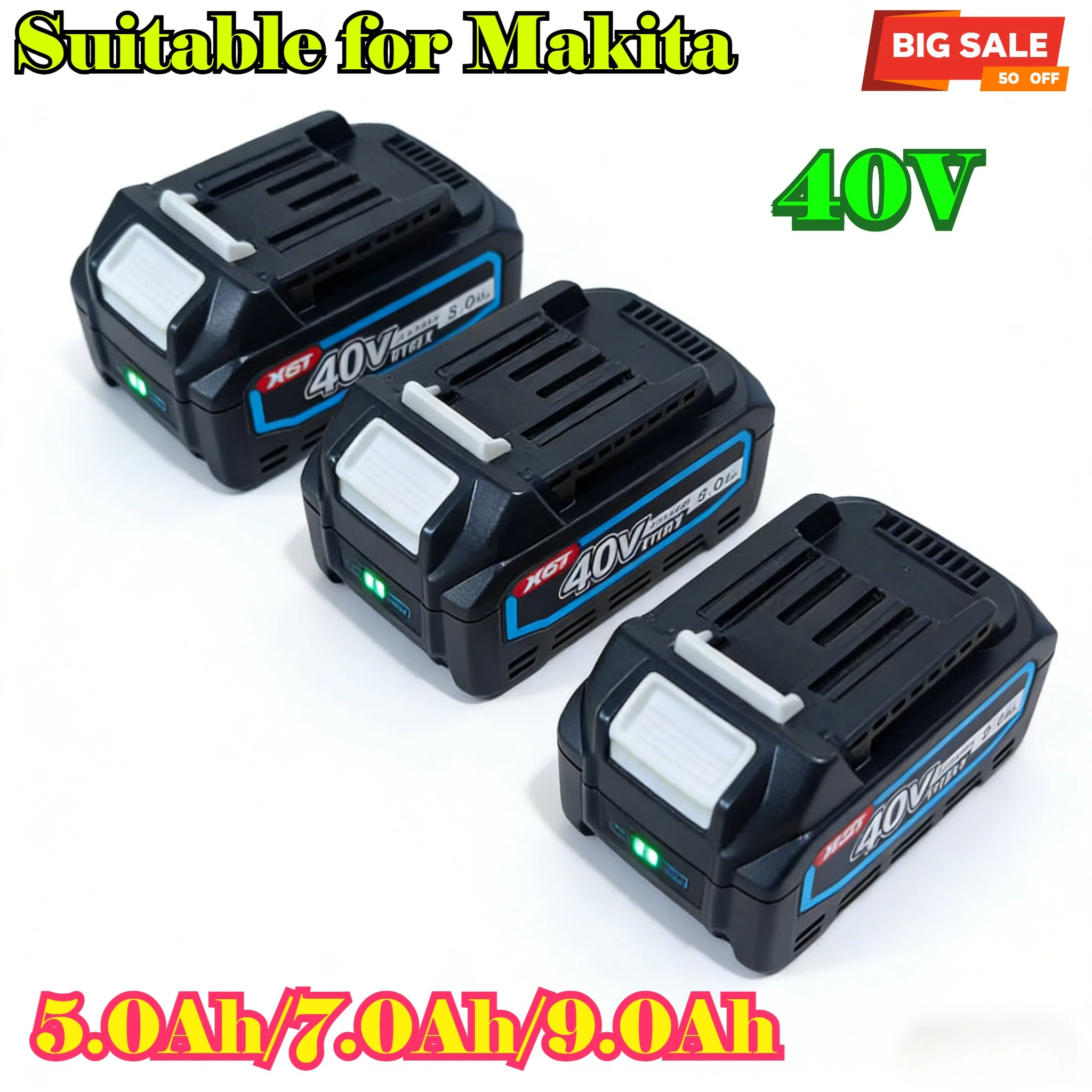 

Подходит для литиевых аккумуляторов 40В для электроинструментов Makita 5.0Ah/7.0Ah/9.0Ah. Совместим с HP002GZ, GWT10T, DHP487Z, GWS01Z, GRU06T, DUA02Z.