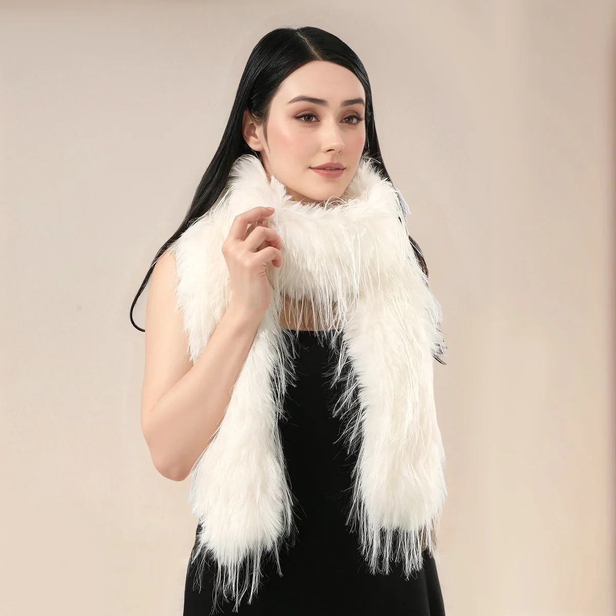 

Длинный шарф из искусственного кроличьего меха для женщин, теплый нечеткий шарф высокого класса в европейском стиле, шаль, теплый аксессуар для вечернего платья
