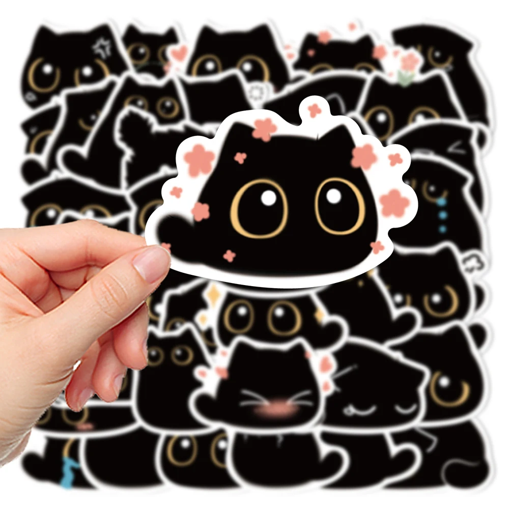 

10/20/40pcs Cute Cartoon Black Cat Graffiti Stickers for Notebook Guitar Scrapbooking Luggage Kawaii Animal Sticker Kid DIY Toys
