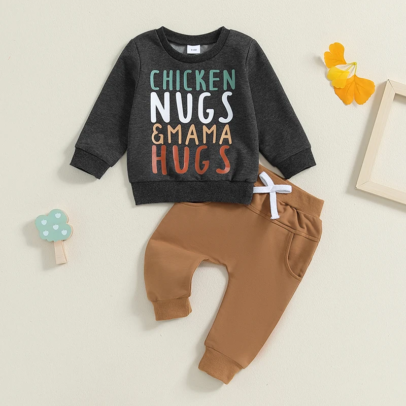 

Toddler Kids Clothes Baby Boys Clothing Colorful Letter Print O-neck Long Sleeve Sweatshirts Pants Set Autumn Tracksuits