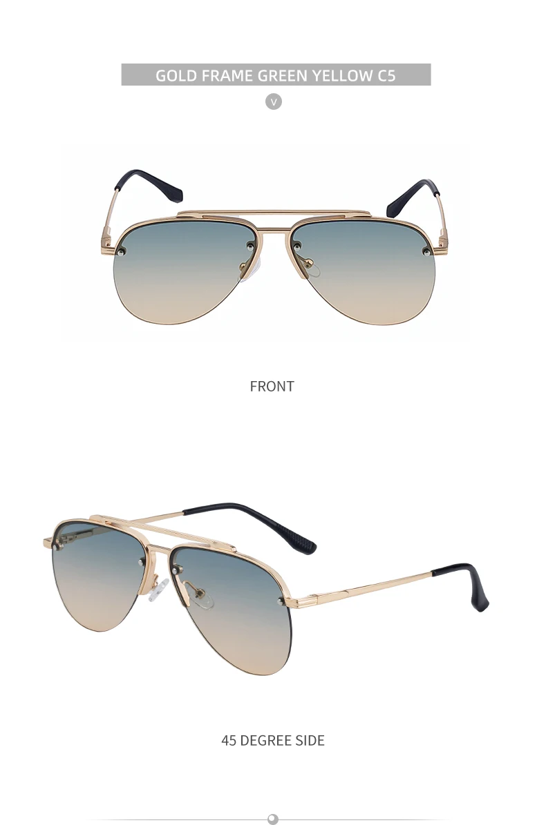 Steampunk Oval Pilot Sonnenbrille Männer 2025, Luxus Marke Vintage Doppel Strahl Sonnenbrille Für Männliche Trendy Punk Metall Rahmen Brillen – Detail 18