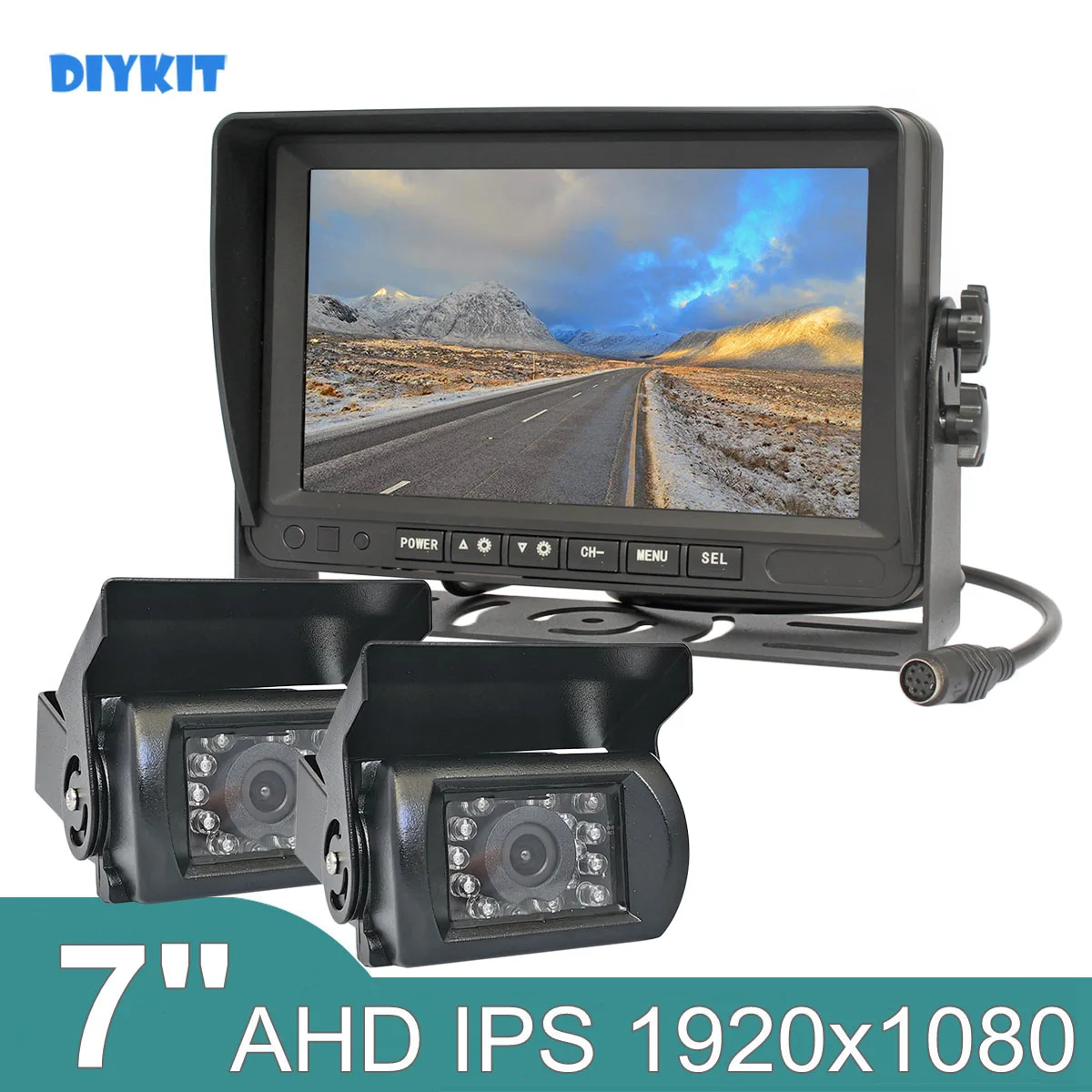 

DIYKIT 7inch AHD IPS Car Monitor Rear View Monitor Waterproof IR Night Vision 1080P AHD Camera