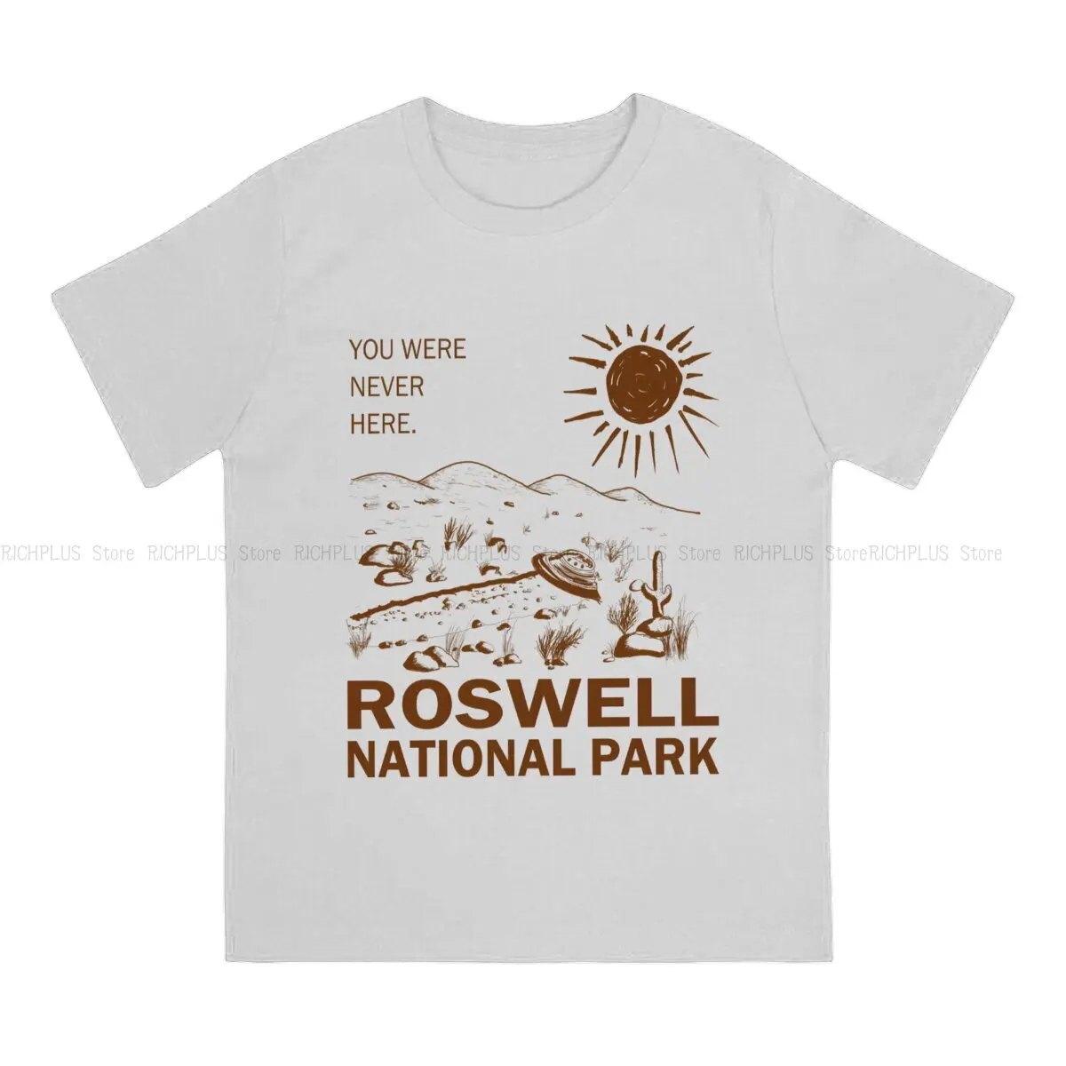 Man TShirt Roswell National Park UFO Flying Saucer Aliens Individuality Polyester T Shirt Harajuku Streetwear New Trend