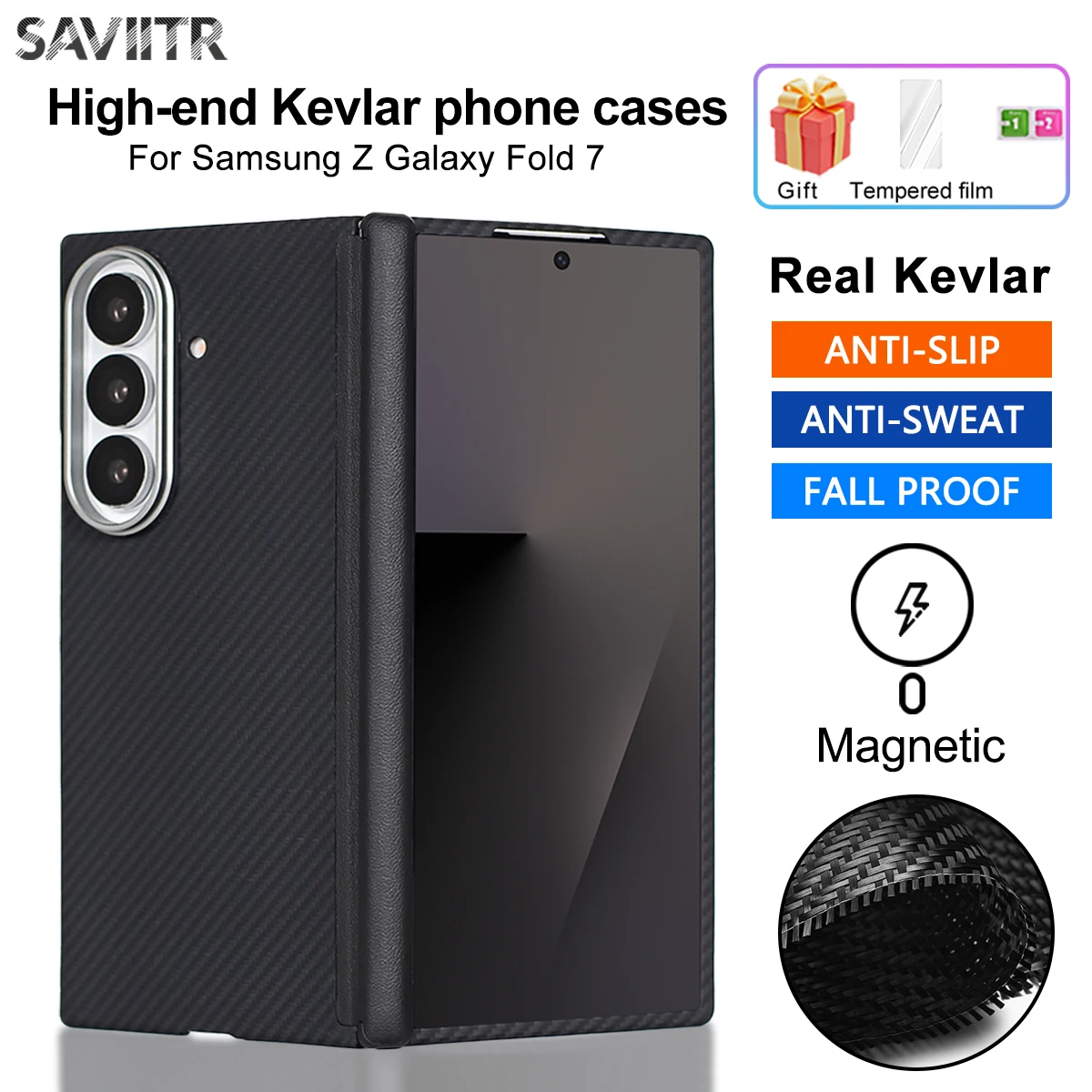 

SAVIITR Новый стиль для SAMSUNG Galaxy Z fold7, чехол для телефона Z fold6, кевларовый защитный чехол из углеродного волокна Z fold5, чехол для мобильного телефона