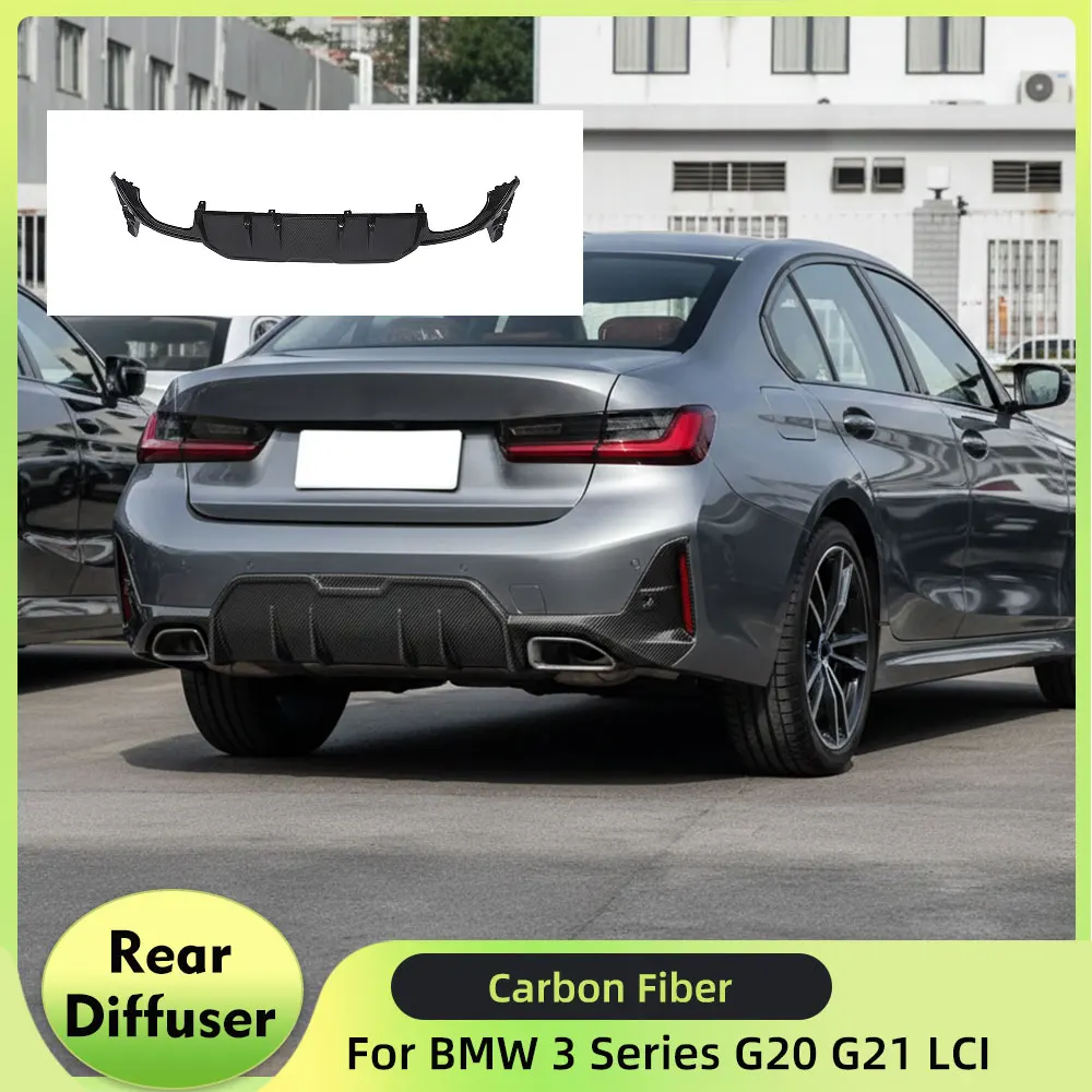 

Car Carbon Fiber Rear Bumper Diffuser Lip Spoiler for BMW 3 Series G20 G21 LCI 2023-2025 Rear Diffuser Lip Apron Body Kit
