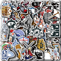 60Pcs Medieval Knight Decorative Stickers Laptop Water Bottle Suitcase Helmet Stickers Motorcycle Guitar Stickers Reward Gifts