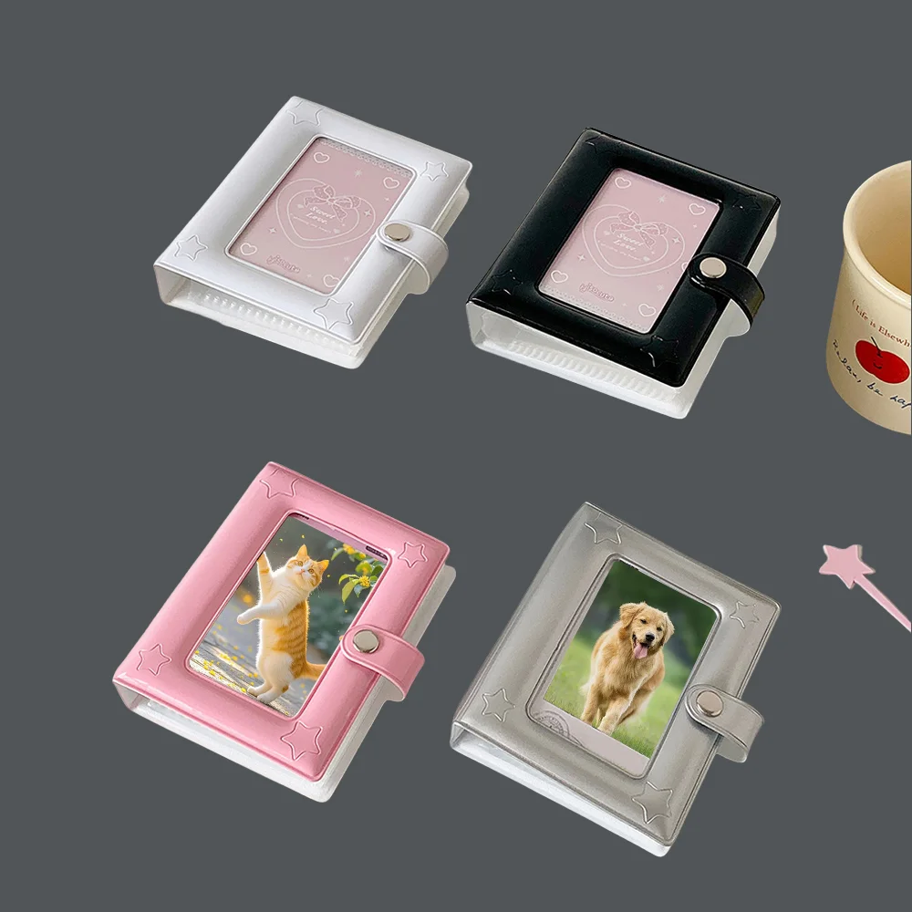 

3-inch Photo Album DIY Solid Color 20 Pages INS Mini Album Cute Hollow Star Binder Photocard Holder Card Binder Photo Storage