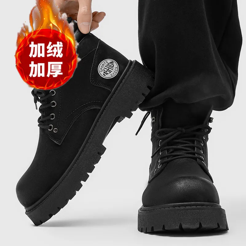 أحذية ثلج مقاومة للماء للرجال مع بطانة قطيفة، نعل رياضي مضاد للانزلاق ومقاوم للاهتراء، أحذية كاجوال للشتاء الدافئ #6