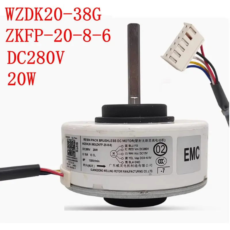 DC280V 20W WZDK20-38G(ZKFP-20-8-6) Inverter Air Conditioning Motor for Midea Air Conditioning Brushless DC Fan Motor