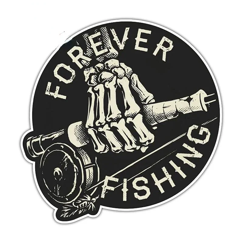 OFK  Forever Fishing Reel Sticker for Tackle Box Toolbox NEVER Tire of Fishing Decal Funny Car Stickers. 13CM